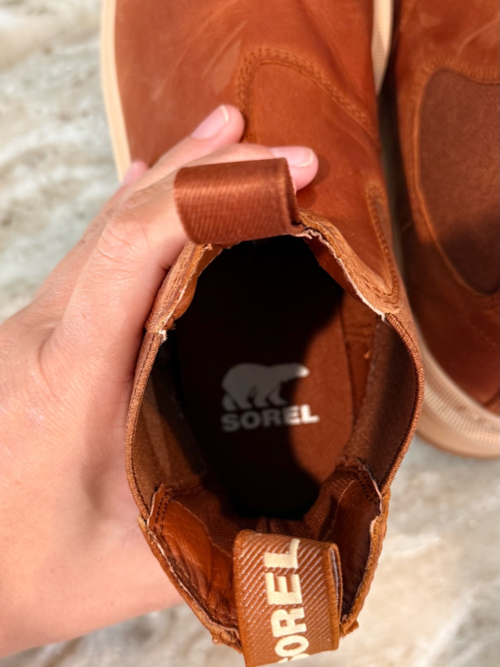 Women’s SOREL Hi-Line Chelsea brown leather platform boots- Size 8.5 - Picture 6 of 10
